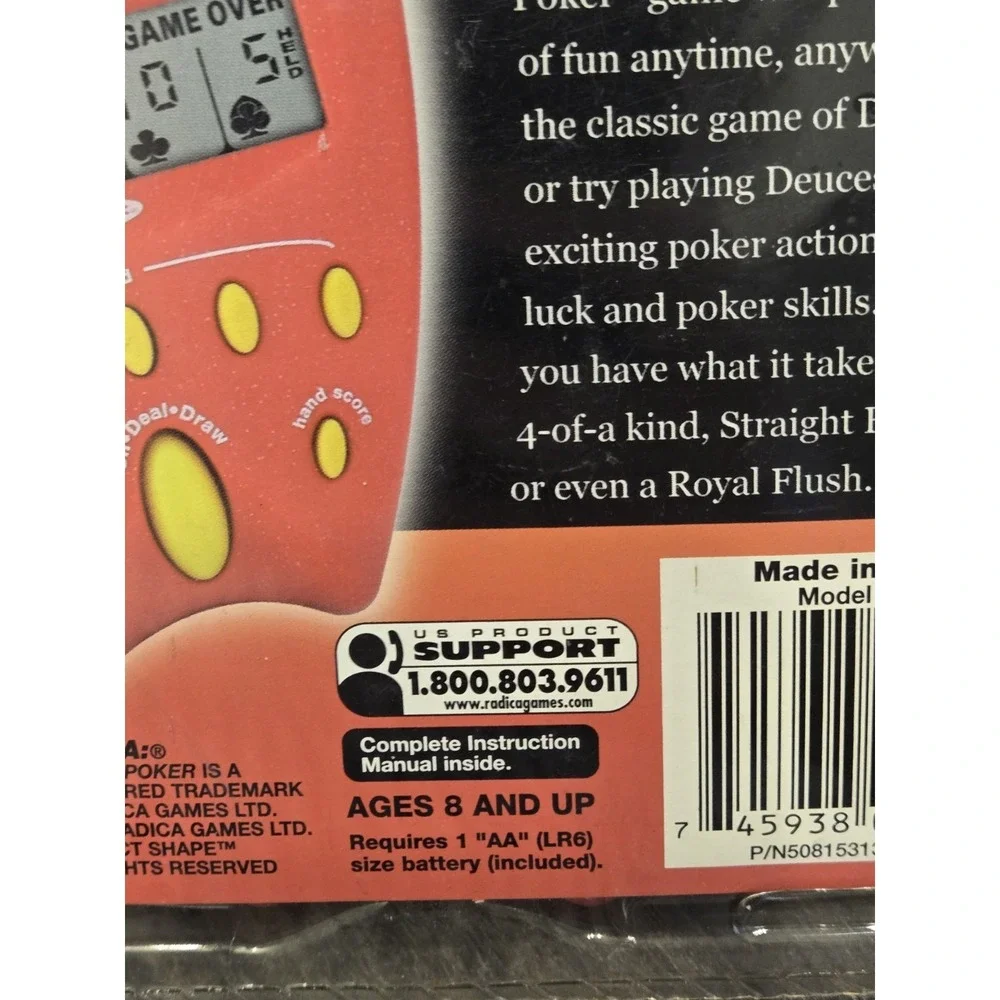 Radica Pocket Poker Handheld Electronic Game 2002 Draw & Deuces Ages 8+